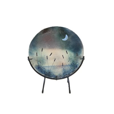 10&quot; Moonscape with Bullrushes- Brent Harding Fused Glass