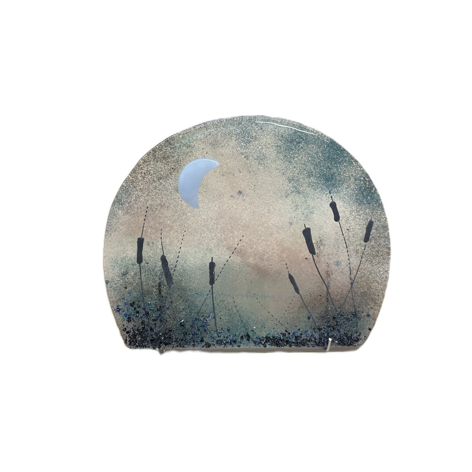 7&quot; Moonscape with Bullrushes- Brent Harding Fused Glass