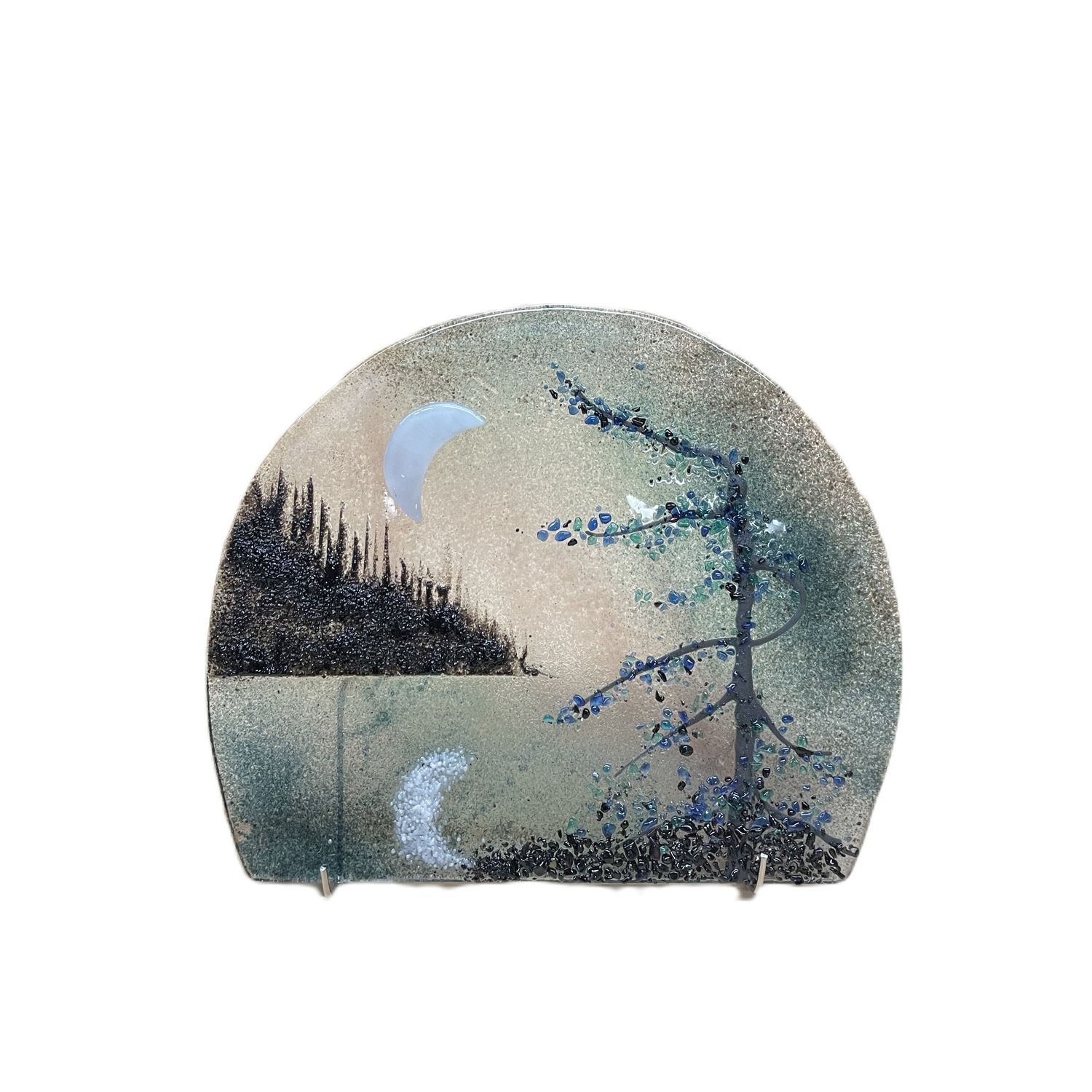 7&quot; Moonscape with Pine- Brent Harding Fused Glass