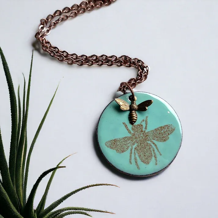 Aqua Bee Necklace- Aflame 