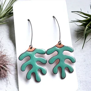 Seafoam Matisse Leaf Earrings- Aflame