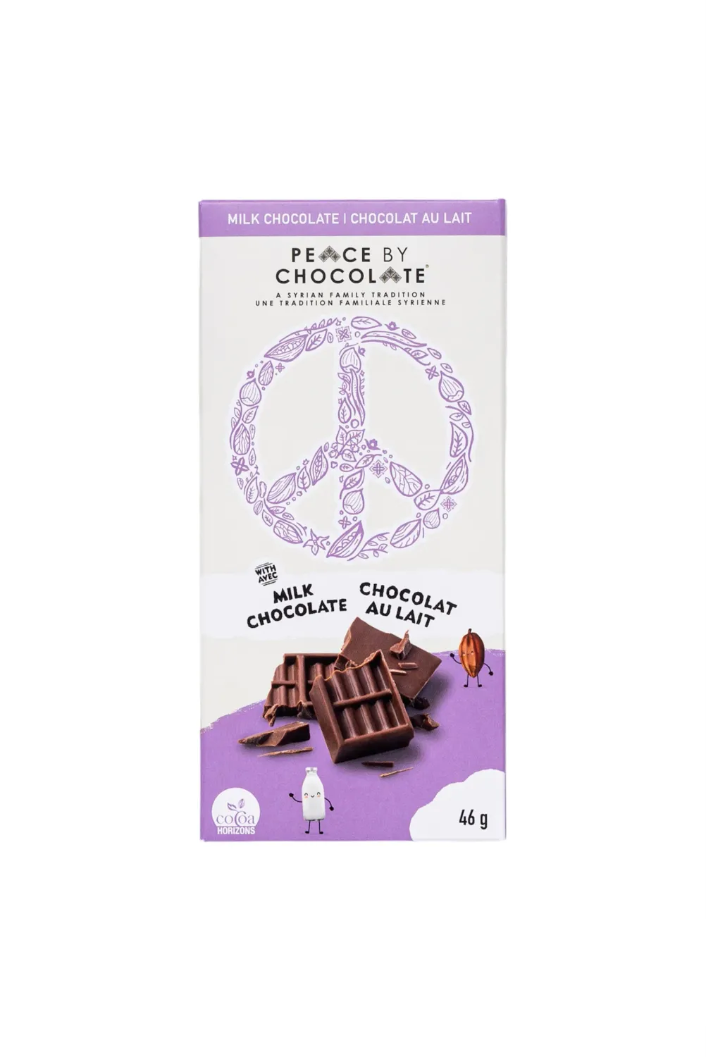 46g Milk Chocolate Bar- Peace by Chocolate 