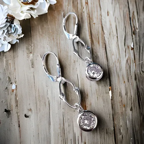 Brandy Earrings in Cubic Zirconia- Elizabeth Burry Design Brandy Earrings in Cubic Zirconia- Elizabeth Burry Design