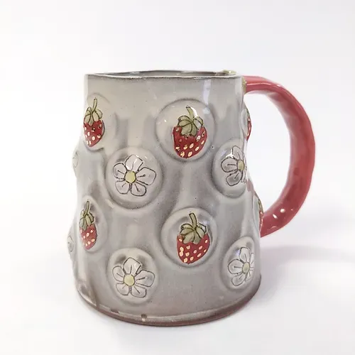 Strawberry Mug- Builderburner Ceramics 