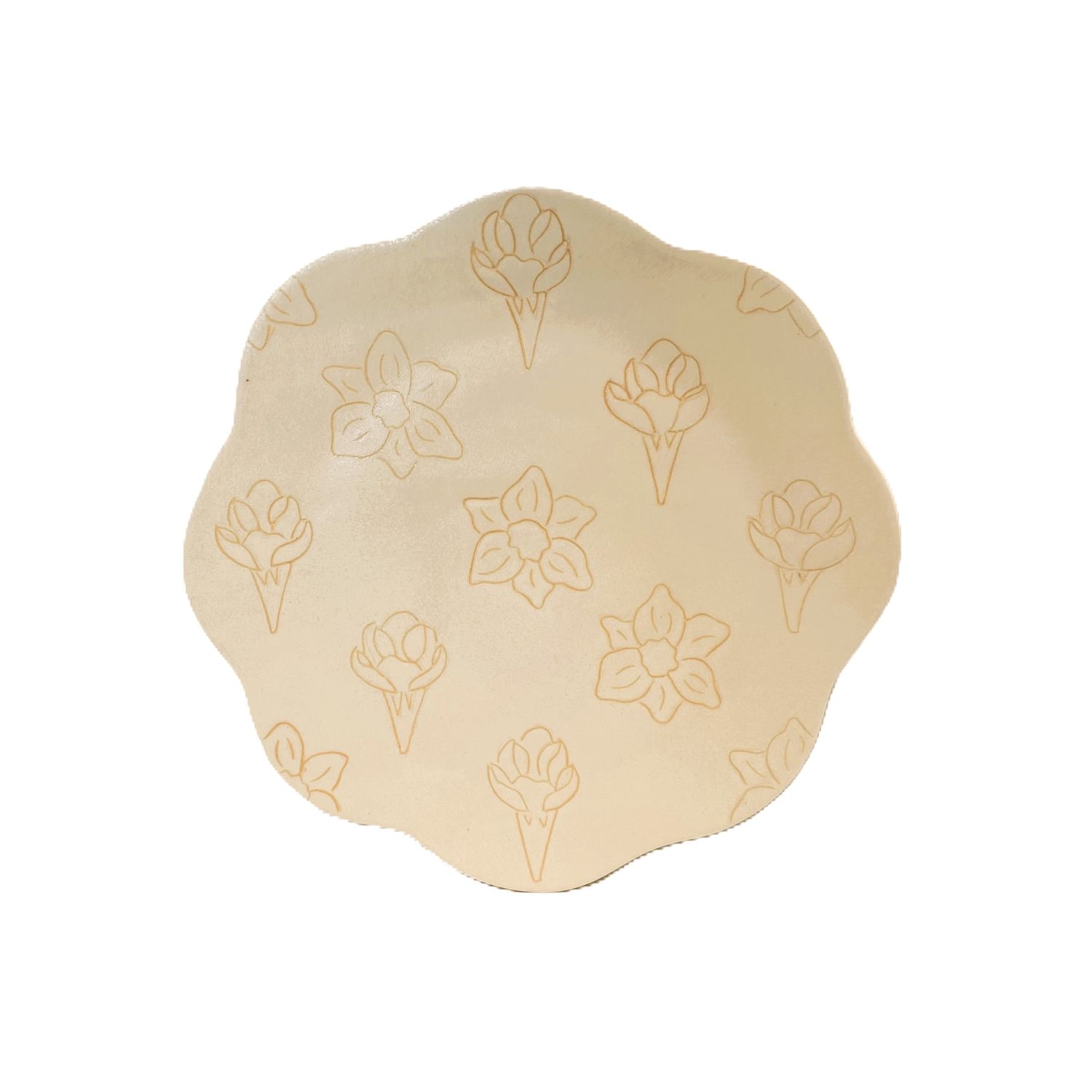 Floral Side Plate in Yellow- Builderburner Ceramics