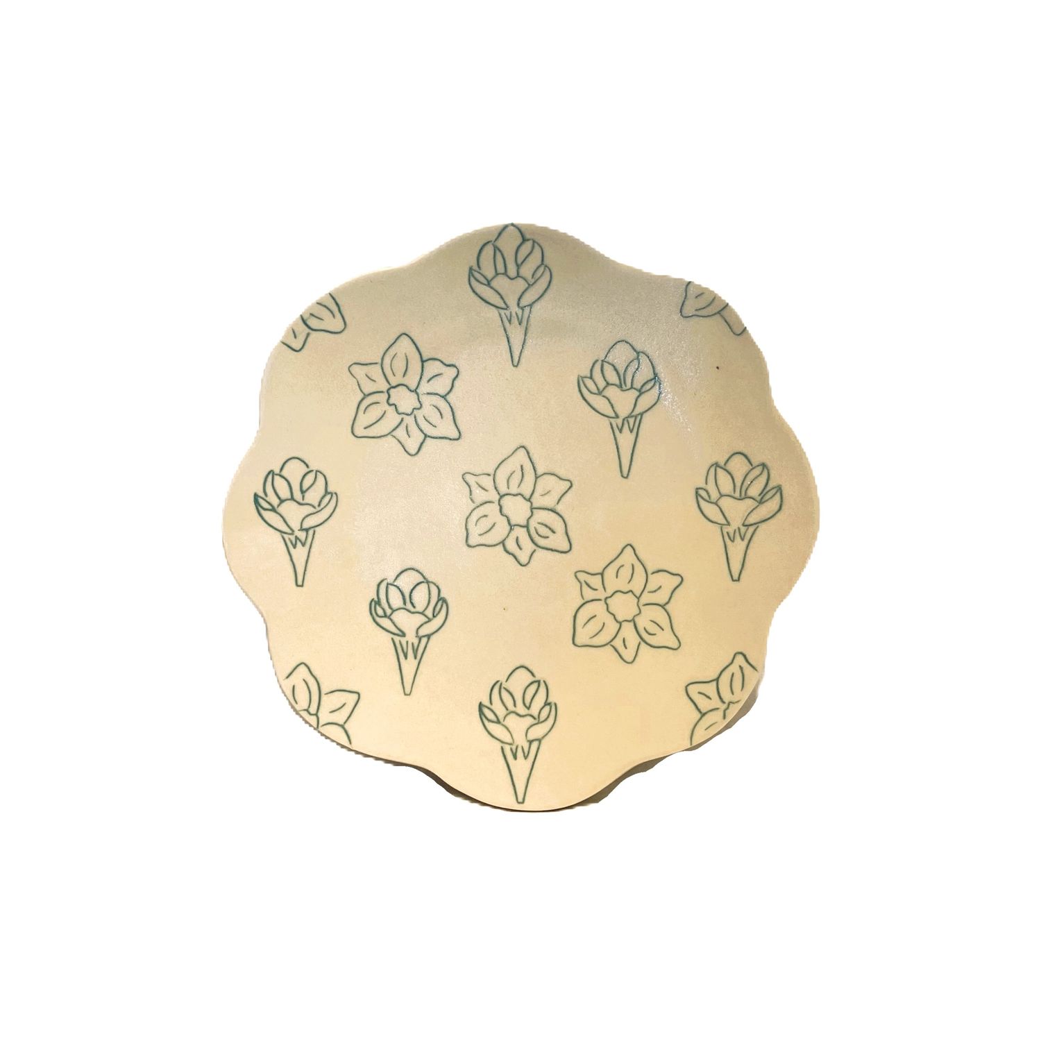 Floral Side Plate in Teal- Builderburner Ceramics