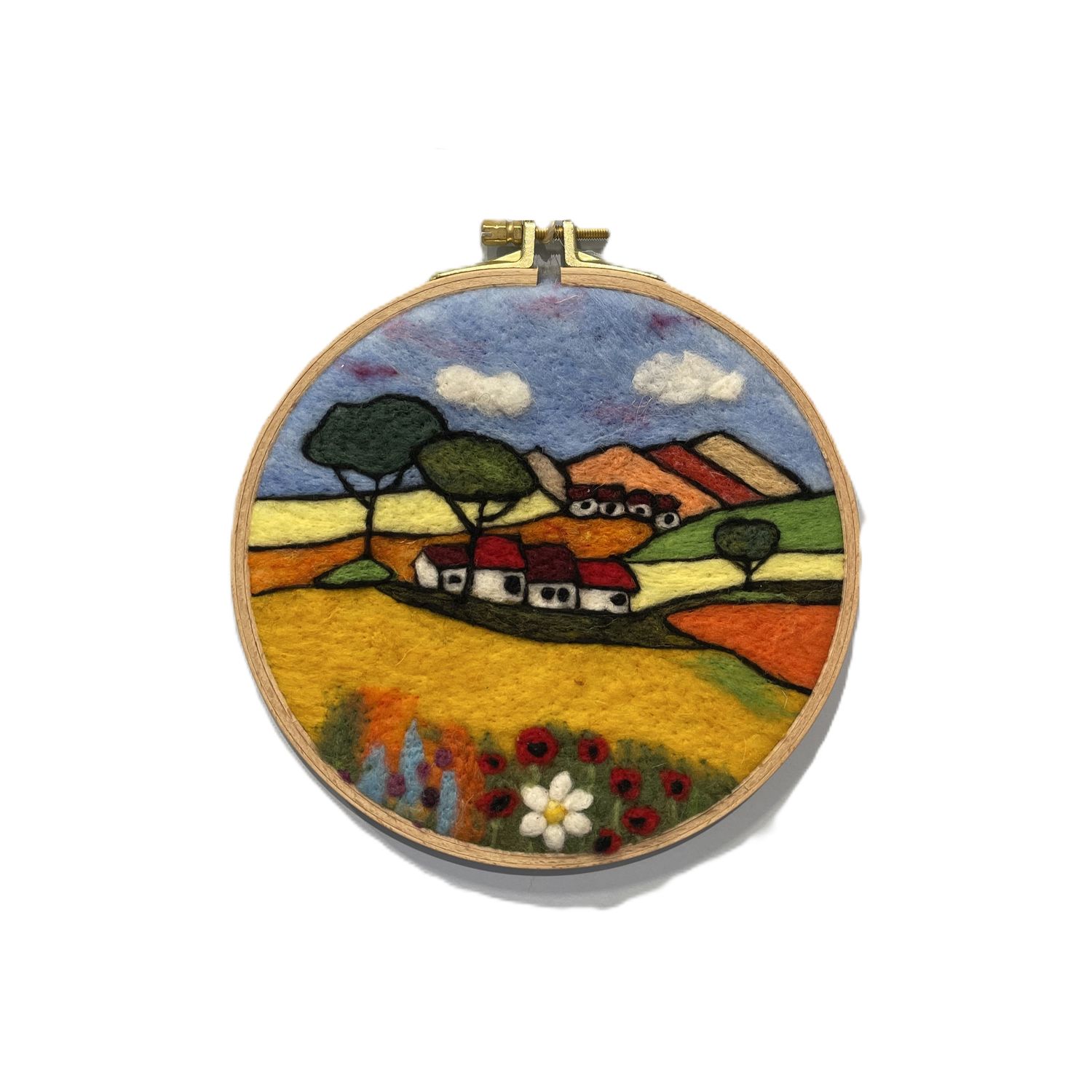 Large Felted Farm Landscape on a Hoop