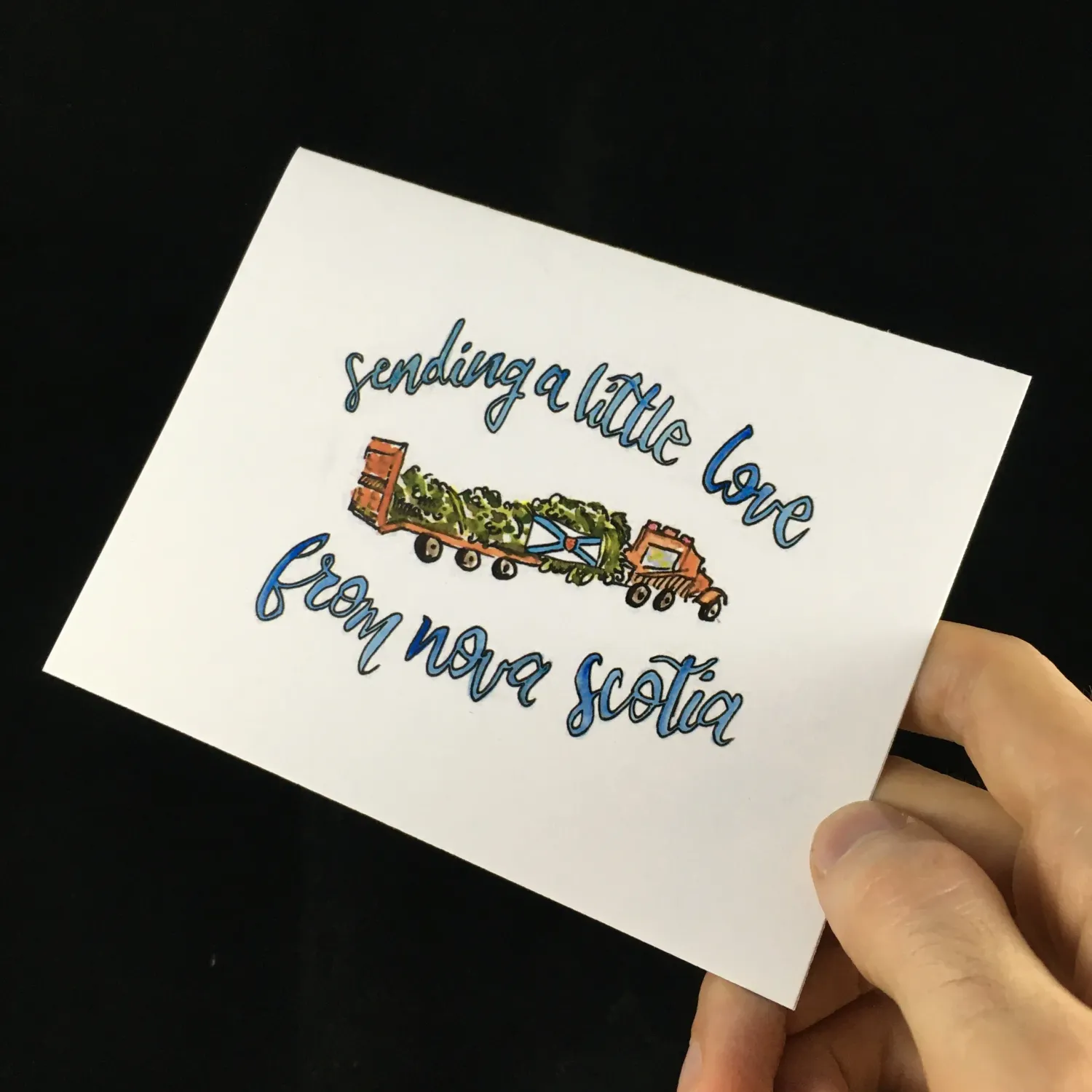 Sending a Little Love From Nova Scotia - Boston Tree Flat Card- Bardbardbard
