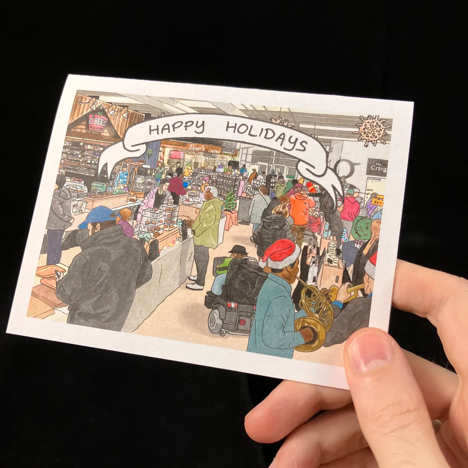 Alderney Landing Market Happy Holiday Flat Card - Bardbardbard