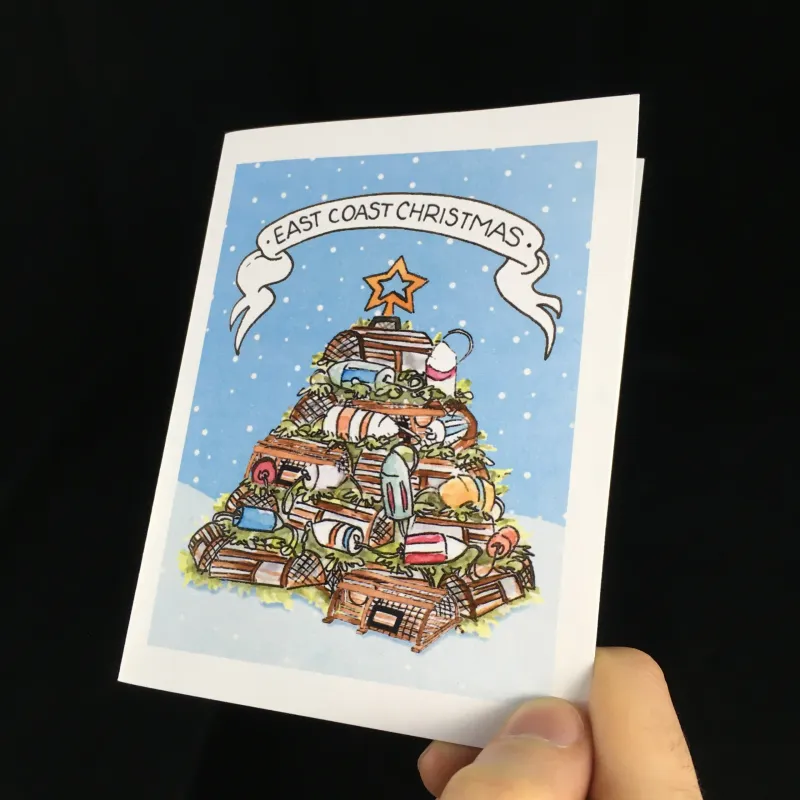 East Coast Christmas Lobster Trap Tree  Flat Card- Bard Bard Bard 