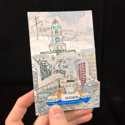 Winter Halifax Waterfront Tri-fold Card- Bardbardbard