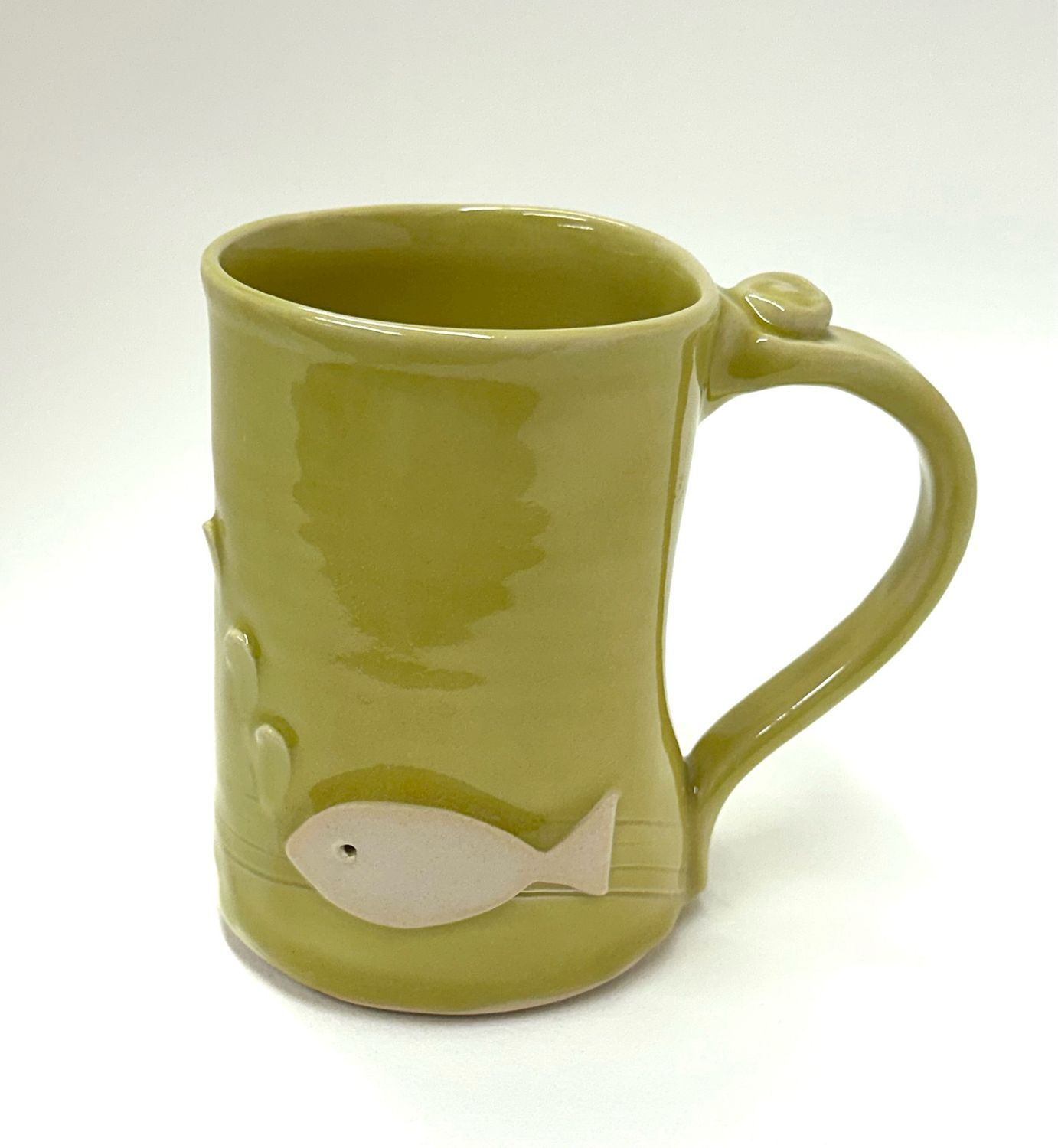 Large Lime Green Fish Mug - Ginette Arsenault 