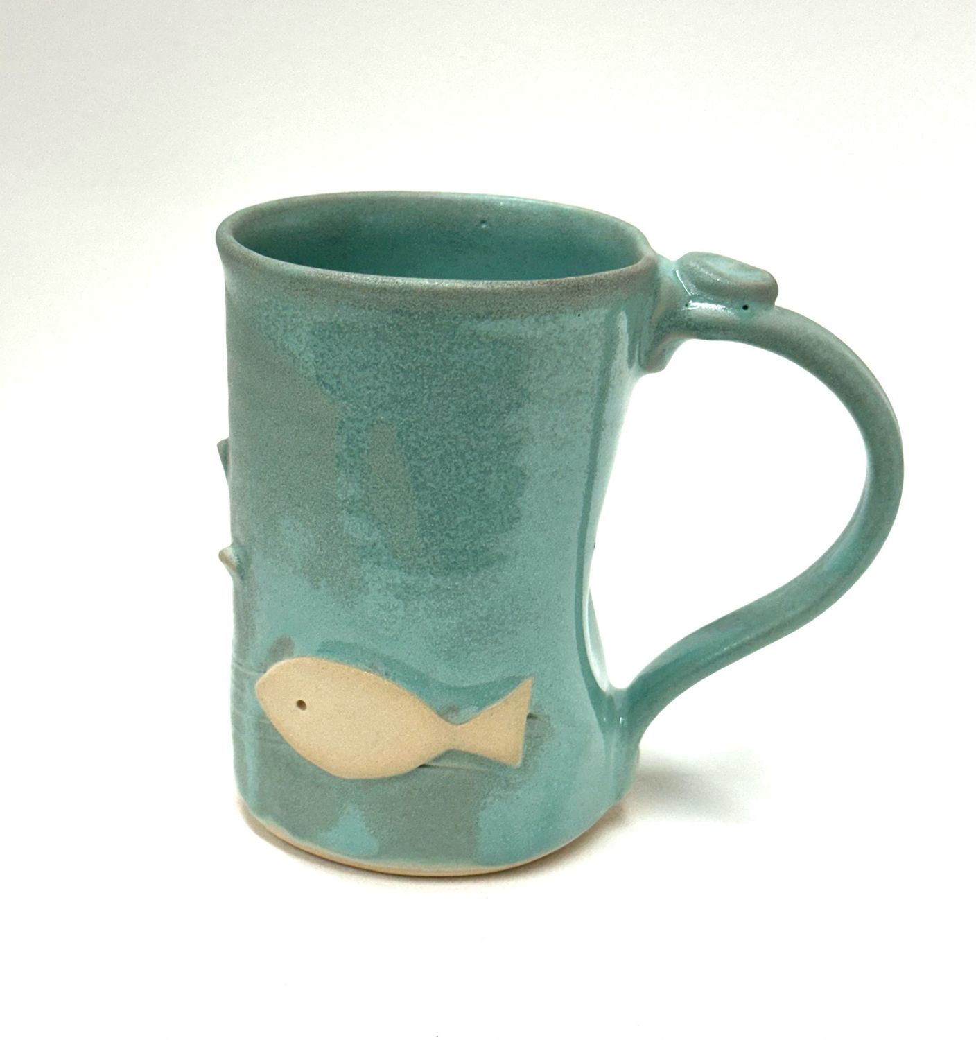 Large Aqua Fish Mug - Ginette Arsenault 