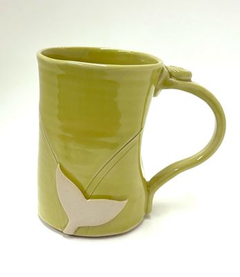 Large Lime Green Whale Mug - Ginette Arsenault