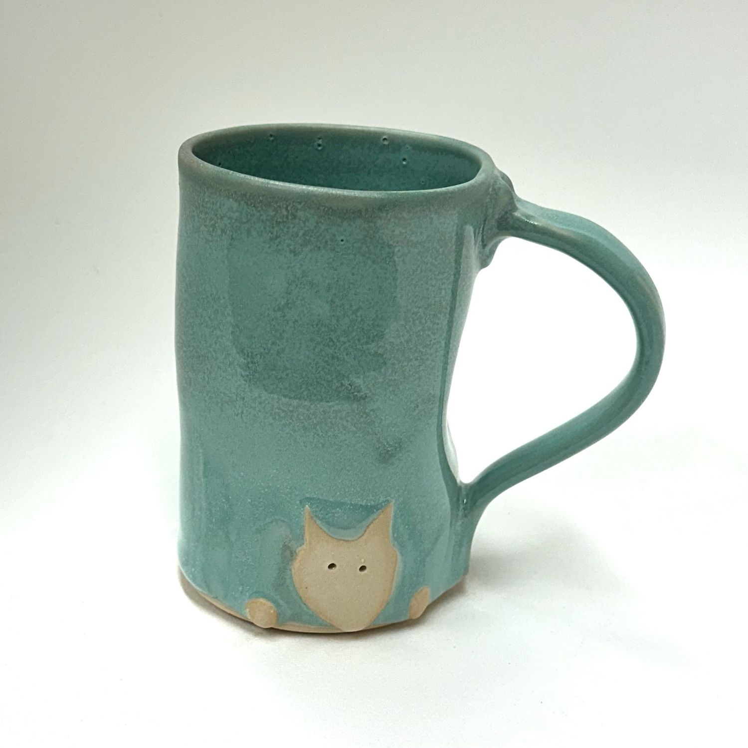 Large Aqua Cat Mug - Ginette Arsenault 