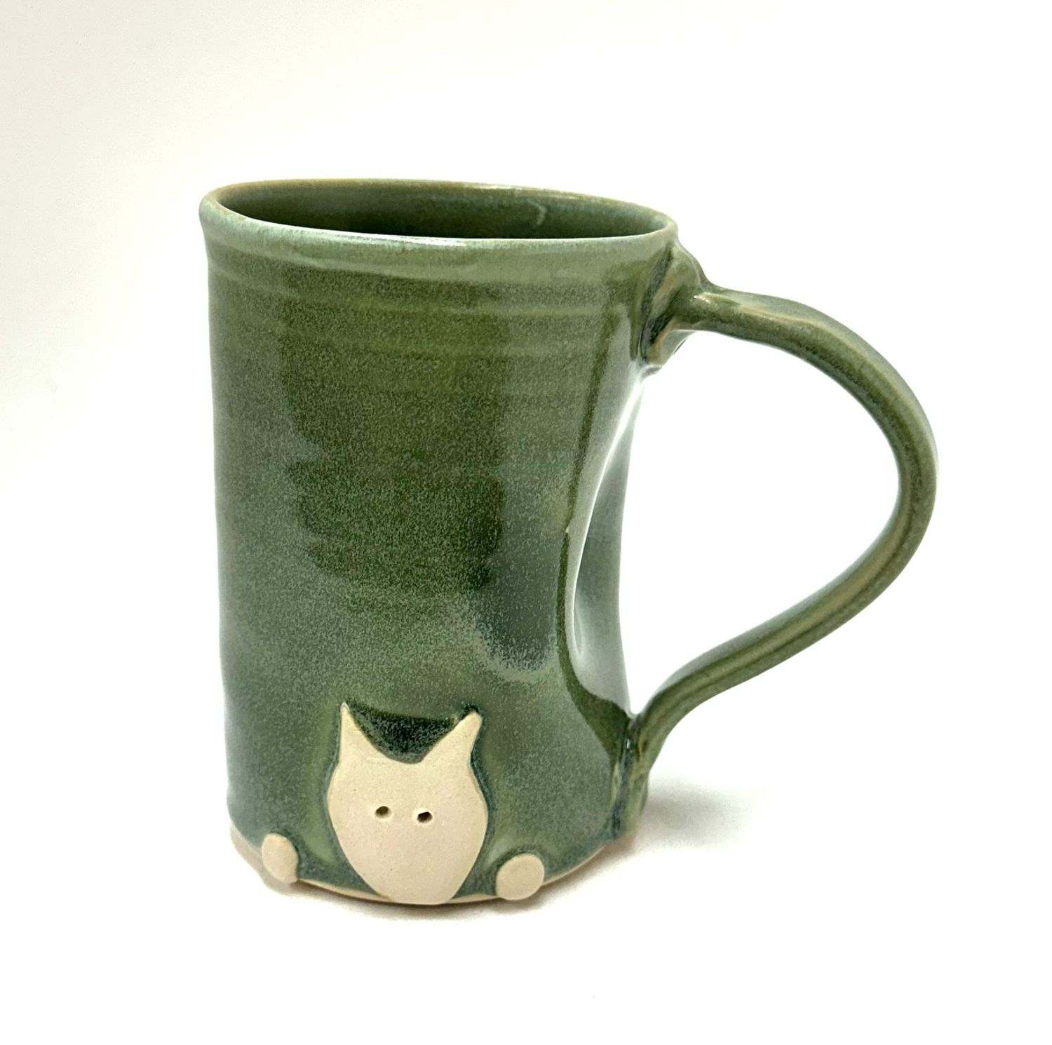 Large Green Cat Mug - Ginette Arsenault