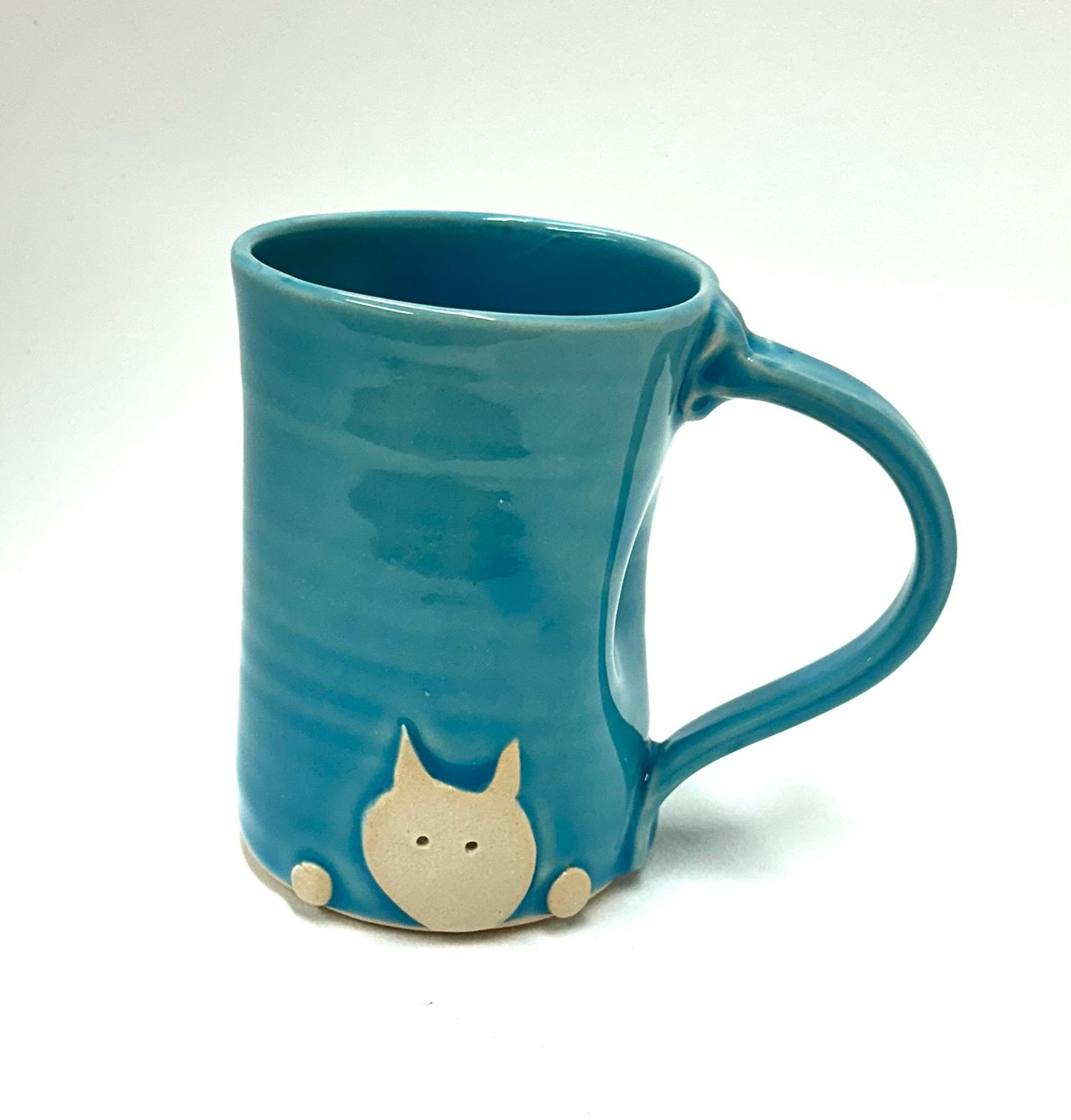 Large Sky Blue Cat Mug - Ginette Arsenault 