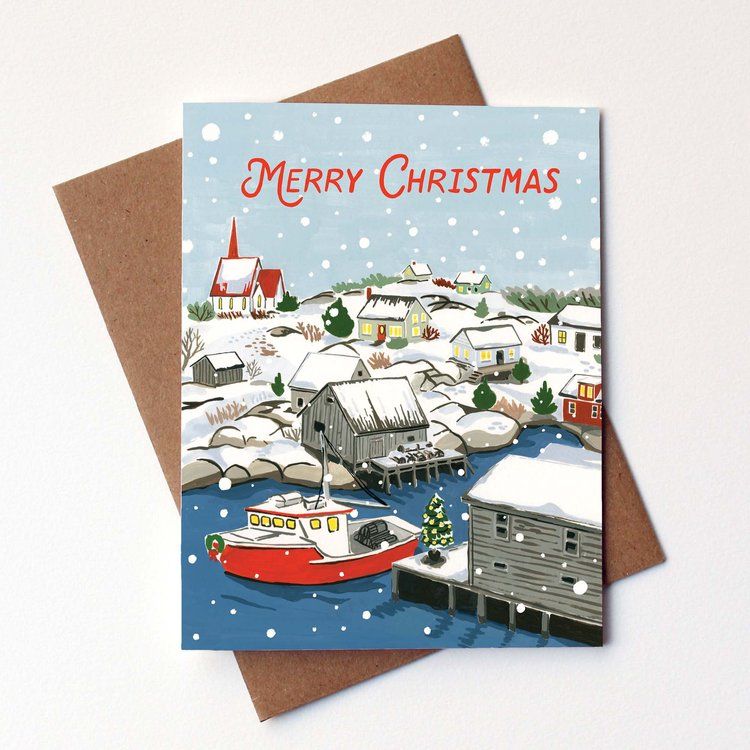 Christmas in Peggy&#39;s Cove Card - Kat Frick Miller 