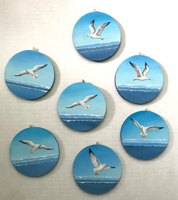 Ocean Gull Ornaments (art print) 