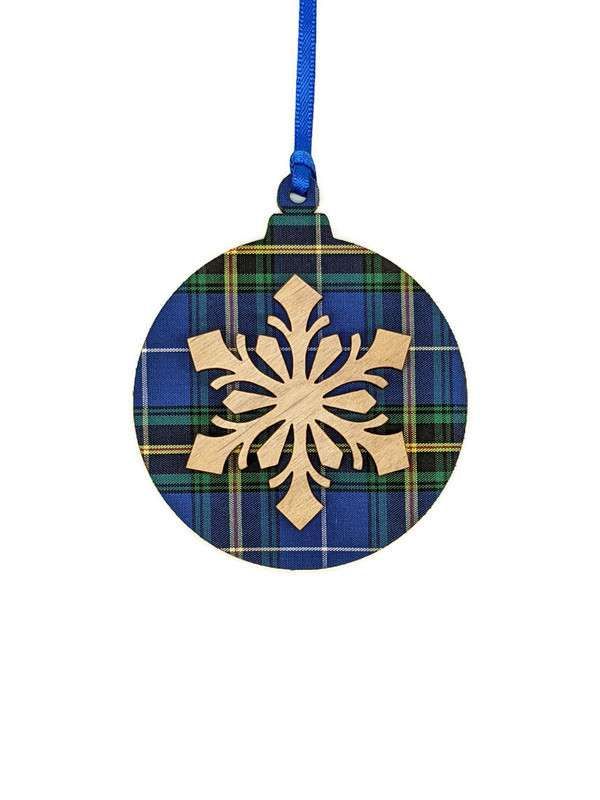 Nova Scotia Tartan Bulb with Ice Crystal Ornament- Salt Air Collections