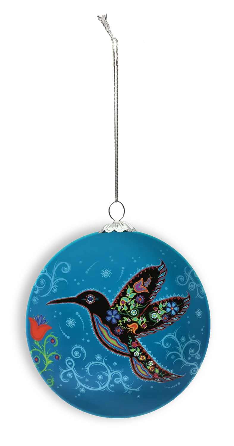 Tracey Metallic Hummingbird Glass Ornament 