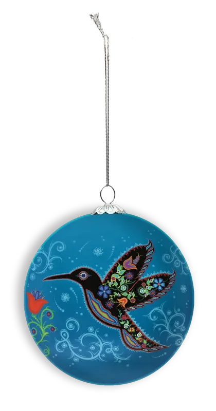 Tracey Metallic Hummingbird Glass Ornament 