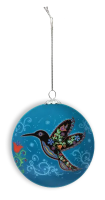 Tracey Metallic Hummingbird Glass Ornament 