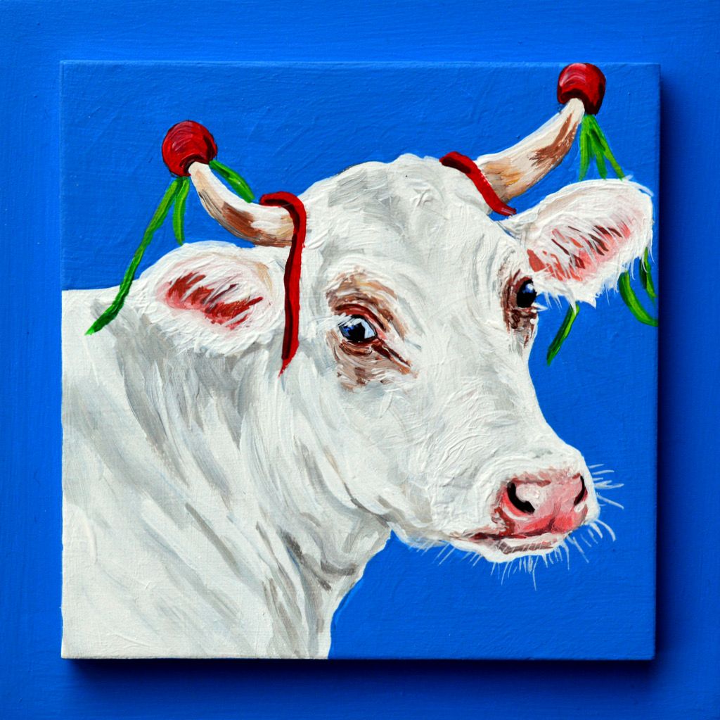 Townsend the Cow on Blue 