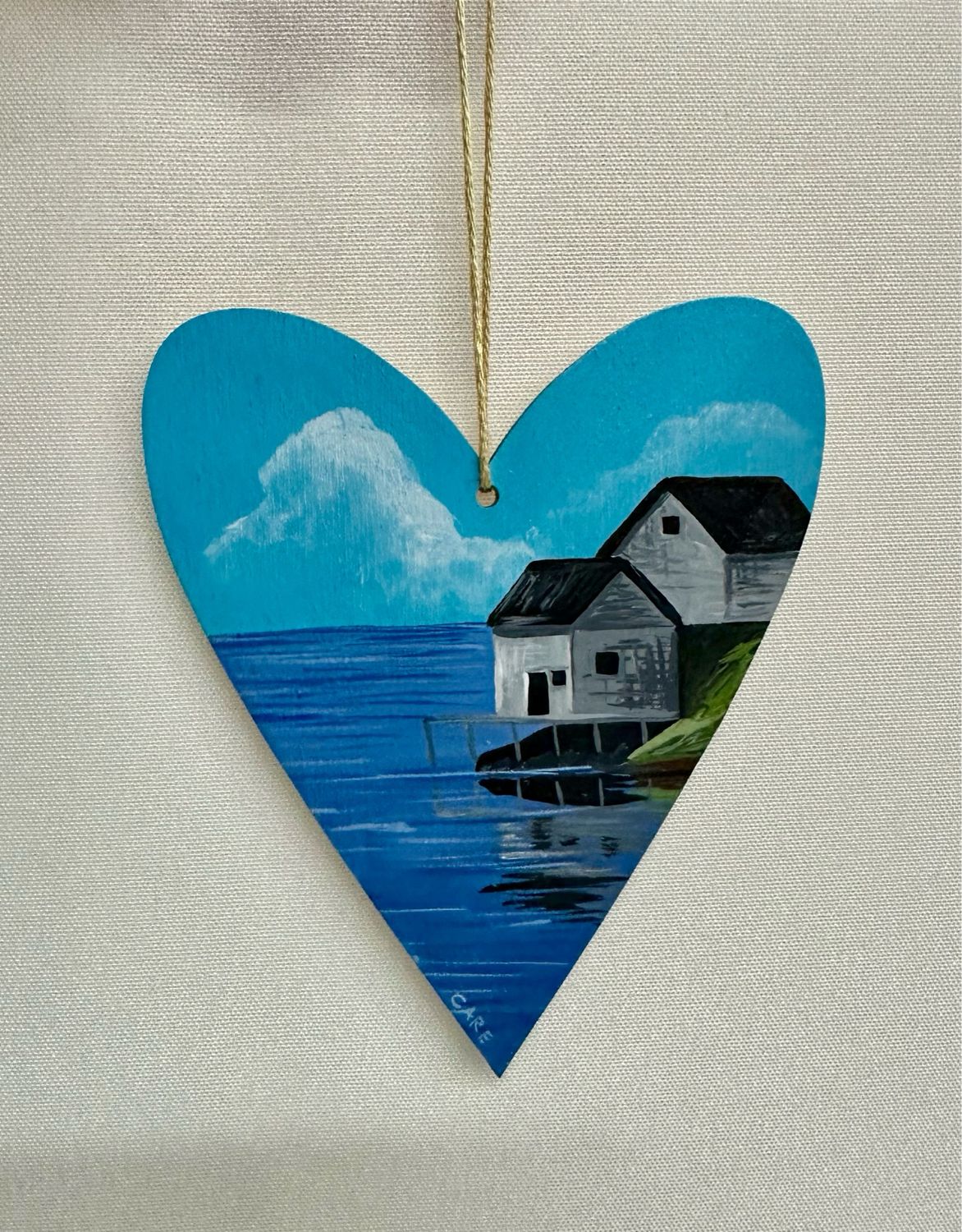 Peggy&#39;s Cove Shacks Heart Ornament - Care Garrison  