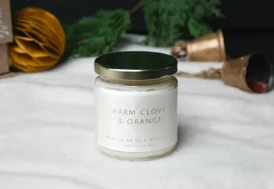 Warm Clove &amp; Orange Candle- A White Nest