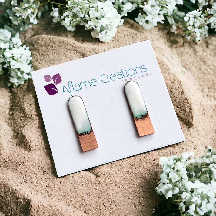 White Seafoam Tab Earrings - Aflame 