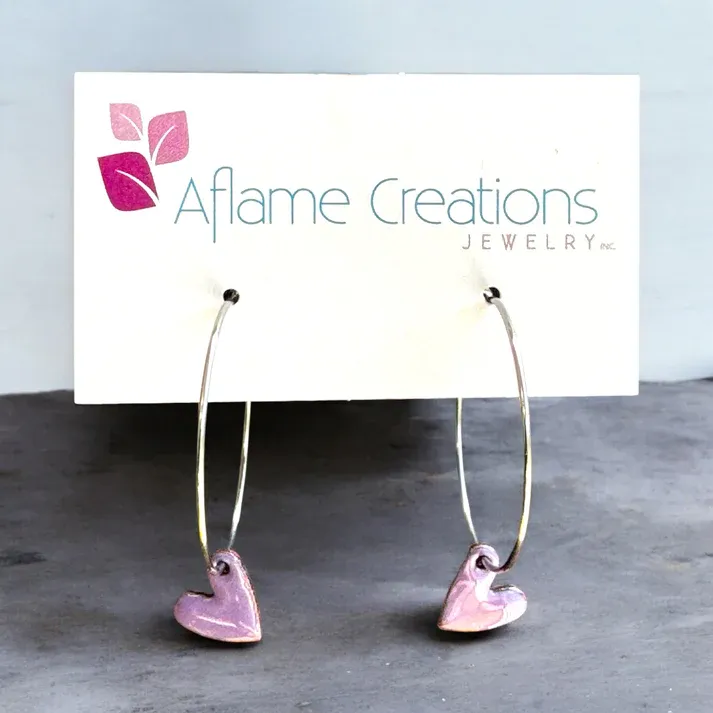 Pink Heart Hoop Earrings - Aflame 