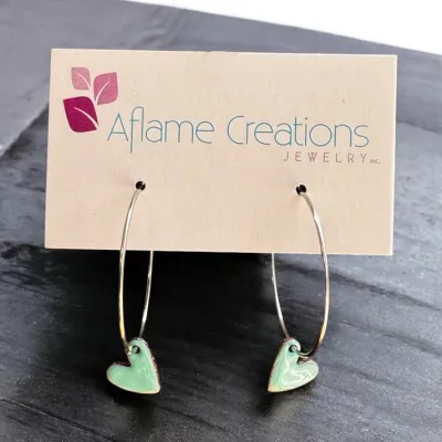 Aqua Heart Hoop Earrings - Aflame Aqua Heart Hoop Earrings - Aflame