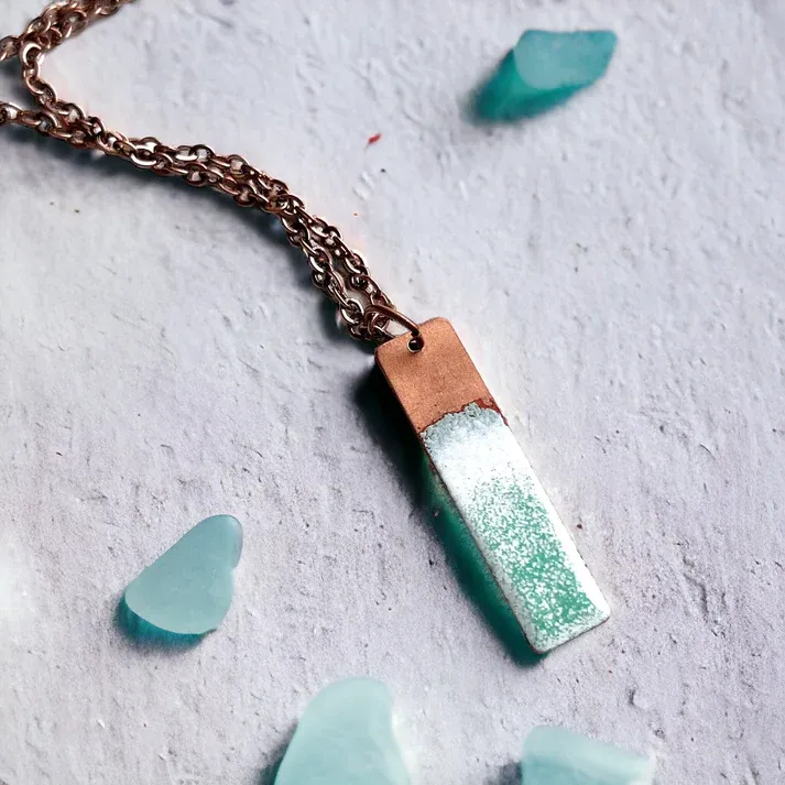 Seafoam Bar Necklace- Aflame