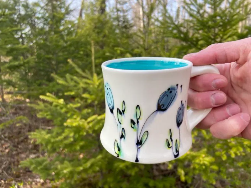 Jade Floral Mug- Rachel de Conde Jade Floral Mug- Rachel de Conde