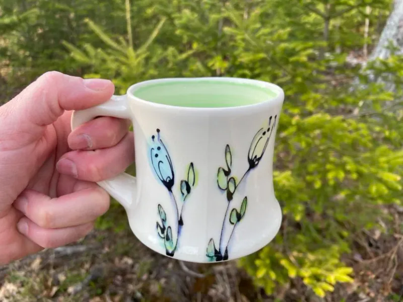 Leaf Green Floral Mug- Rachel de Conde