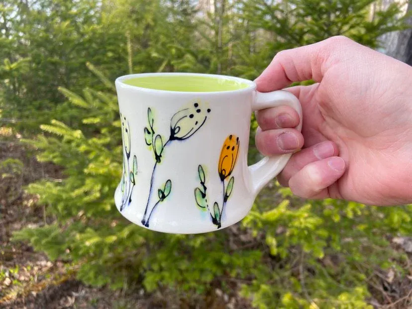Chartreuse Floral Mug- Rachel de Conde