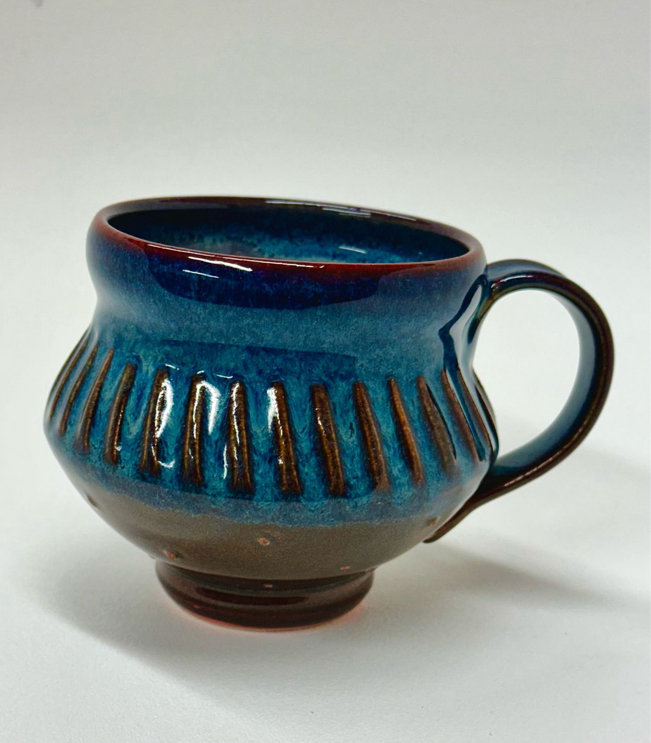 Blue Fluted Short Mug - Darlene Keffer 