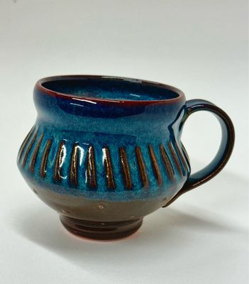 Blue Fluted Short Mug - Darlene Keffer 