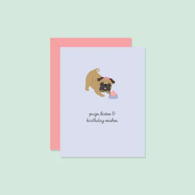 Pugs, Kisses and Birthday Wishes Card- Paper Hearts 