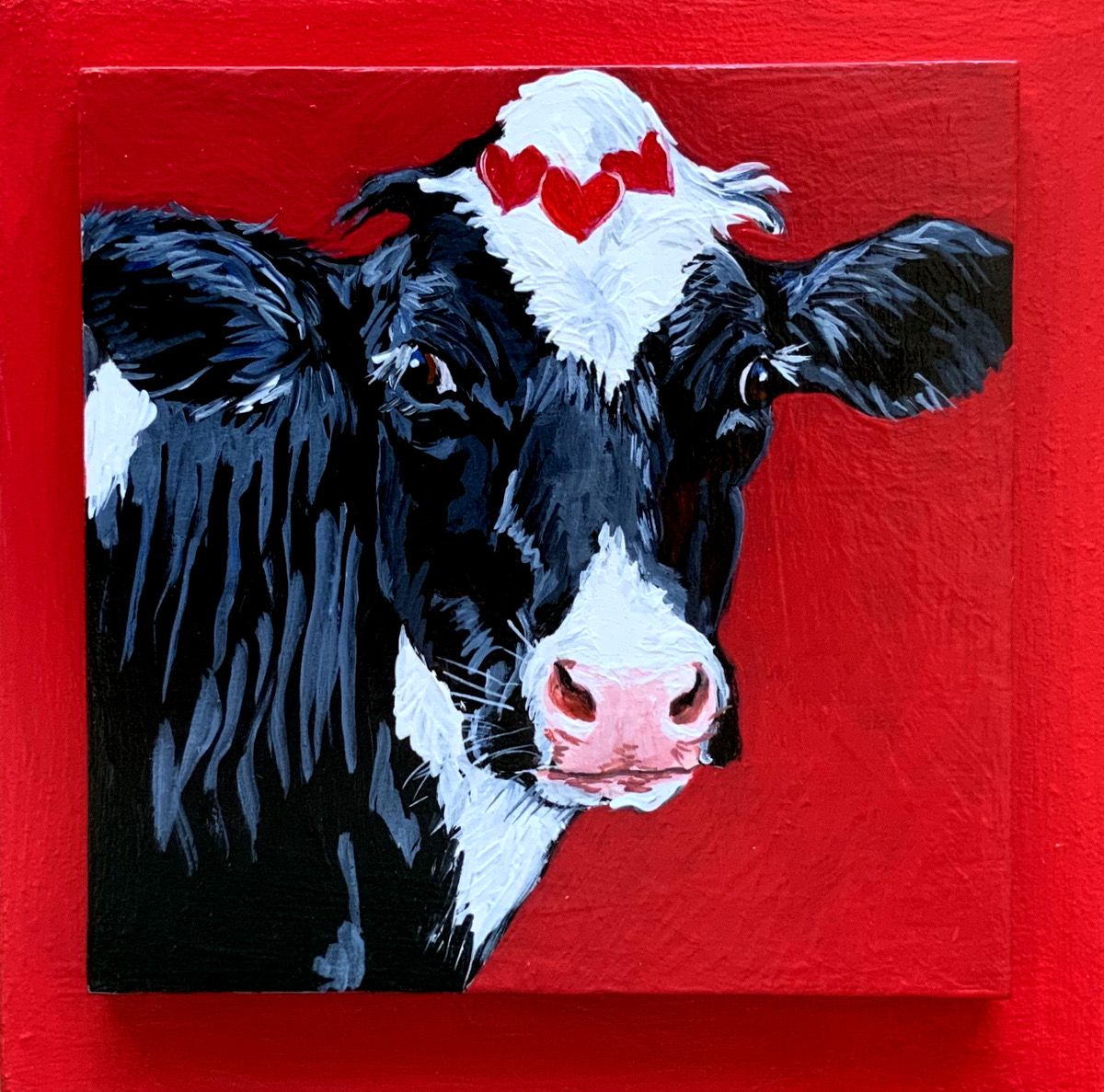 Patty the Holstein on Red - Susan Sweet