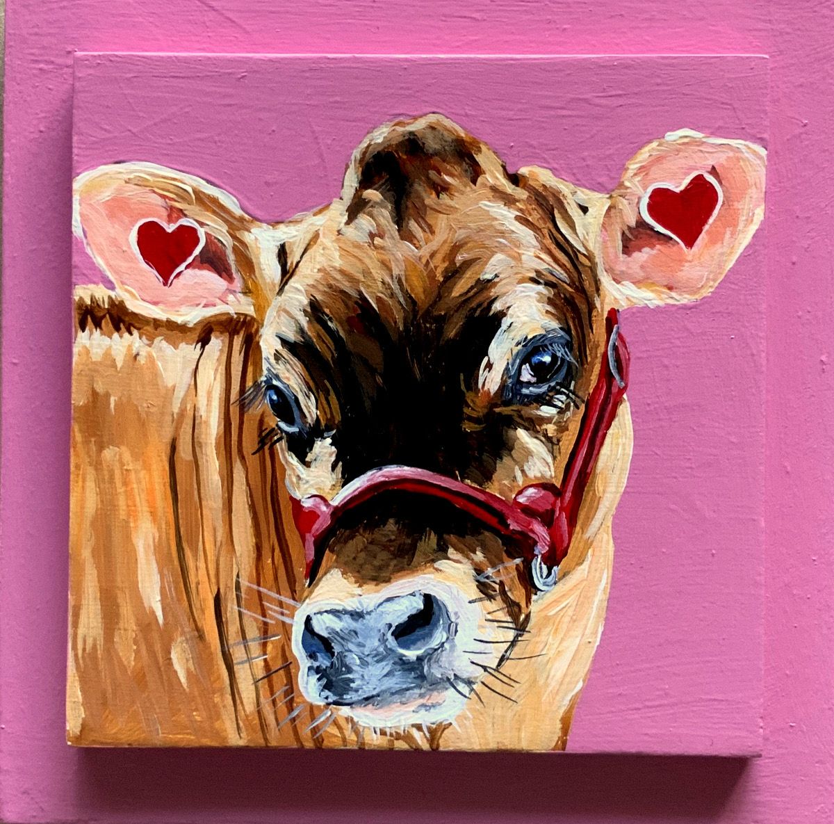 Gretchen the Jersey Cow on Pink - Susan Sweet