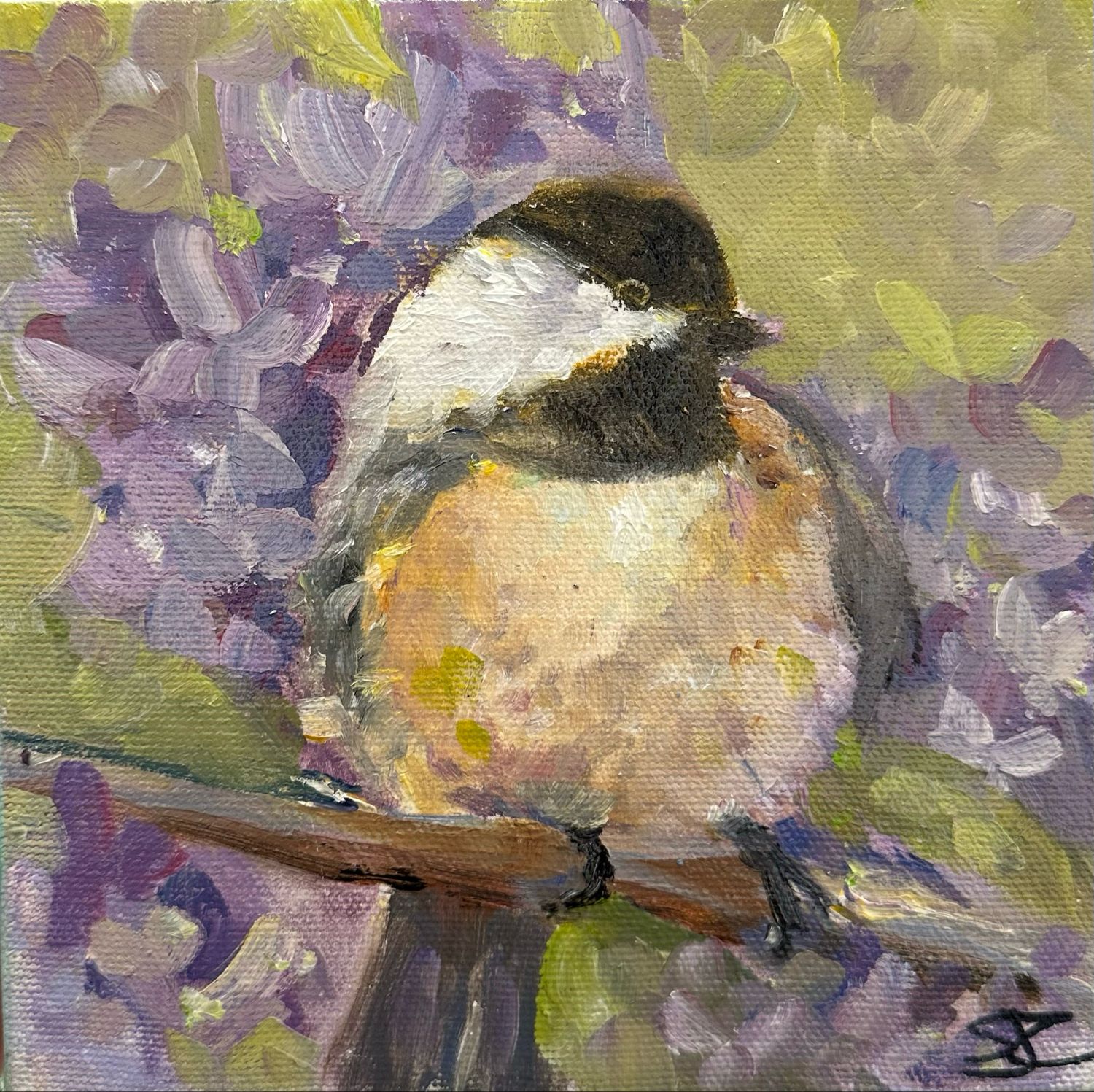 My Good Side - Chickadee Purple Flowers