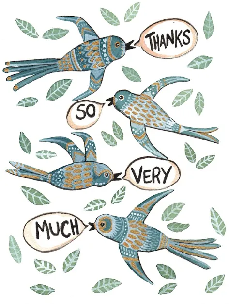 Thanks So Very Much Birds Card - Sarah Duggan
