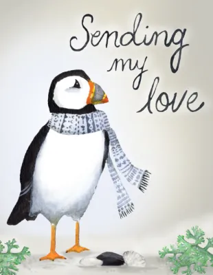 Sending My Love Puffin Card - Sarah Duggan