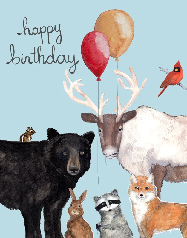 Happy Birthday Bear and Balloons Card - Sarah Duggan