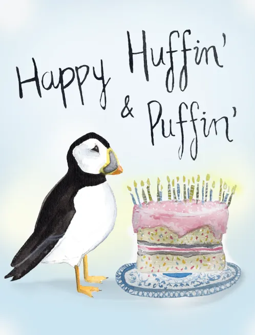 Happy Huffin&#39; &amp; Puffin&#39; Card - Sarah Duggan