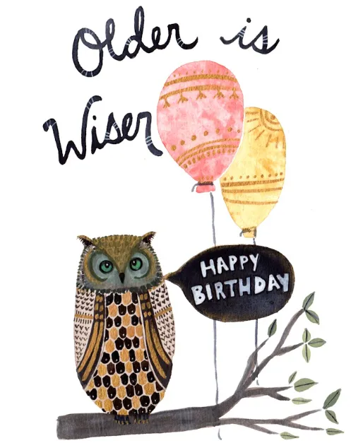 Older is Wiser Owl Card - Sarah Duggan
