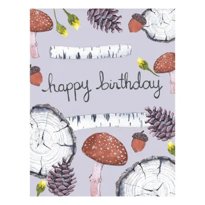Happy Birthday Acorn &amp; Birch Card - Sarah Duggan