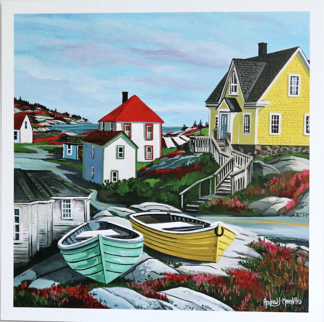 At Peggy&#39;s Cove Yellow House Print - Andrew Meredith (12x12)